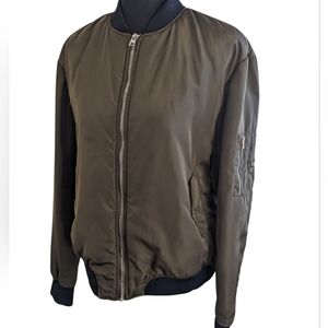 Zara Olive Women's  Bomber Jacket Vintage Size XL Check Measurements